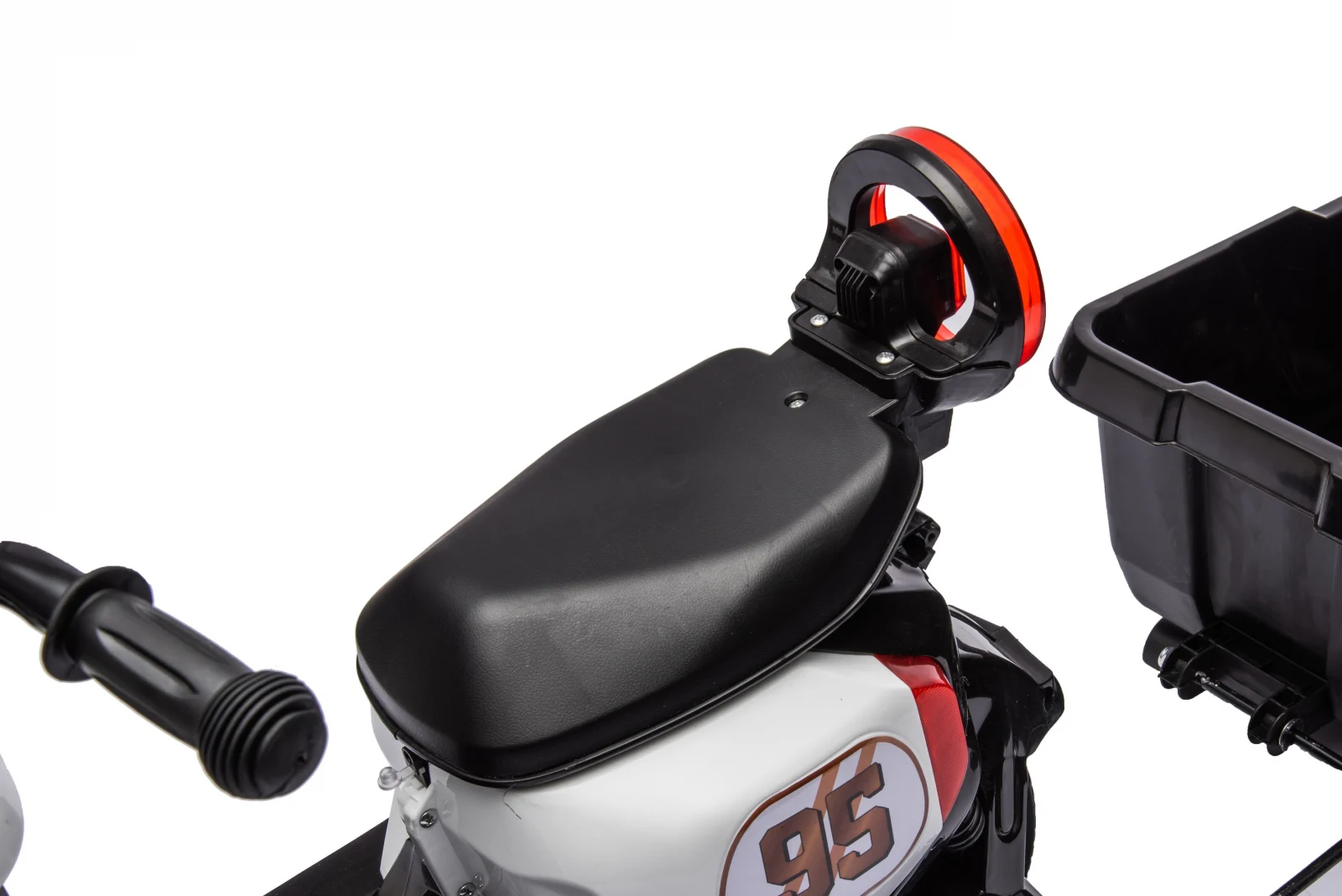 Scuter electric pentru copii, Kinderplay Scooty, remorca inclusa, telecomanda control parental, 70W, 6V 7Ah, alb [4]