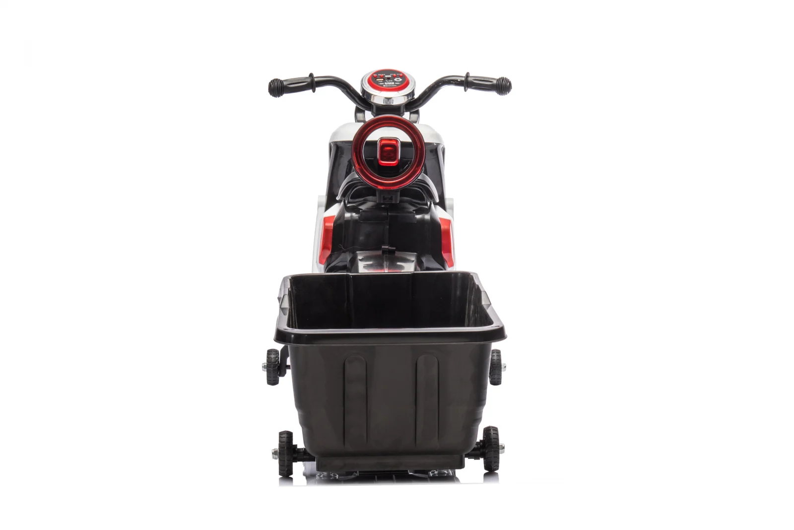 Scuter electric pentru copii, Kinderplay Scooty, remorca inclusa, telecomanda control parental, 70W, 6V 7Ah, alb [6]