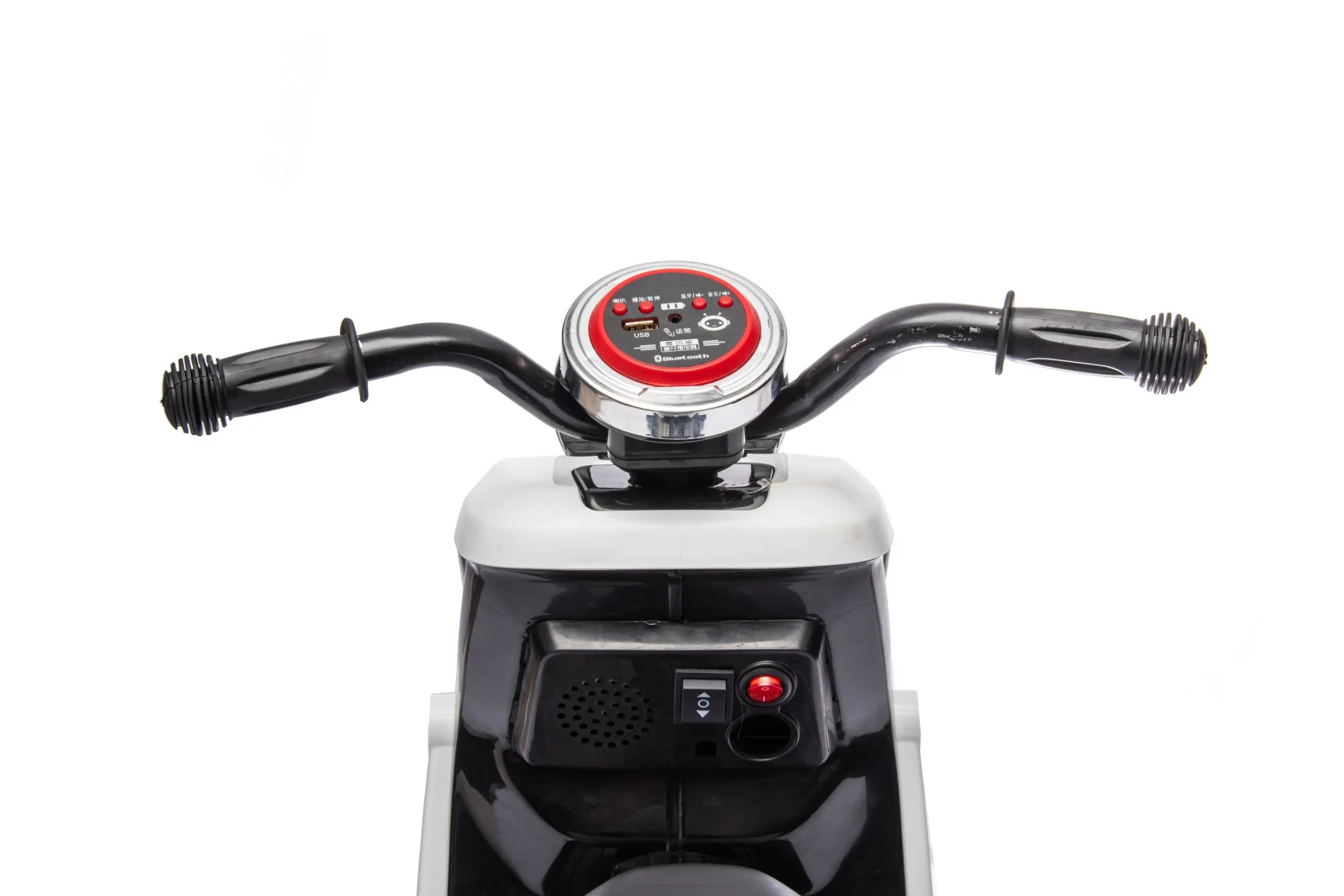 Scuter electric pentru copii, Kinderplay Scooty, remorca inclusa, telecomanda control parental, 70W, 6V 7Ah, alb [3]