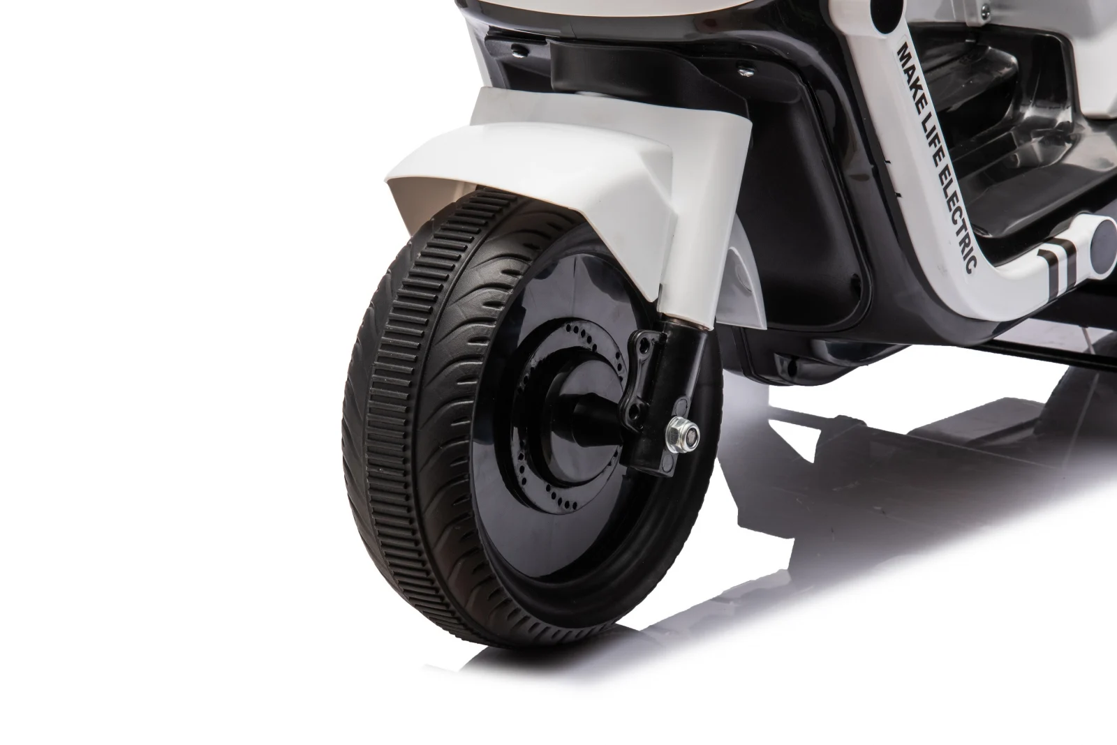 Scuter electric pentru copii, Kinderplay Scooty, remorca inclusa, telecomanda control parental, 70W, 6V 7Ah, alb [2]