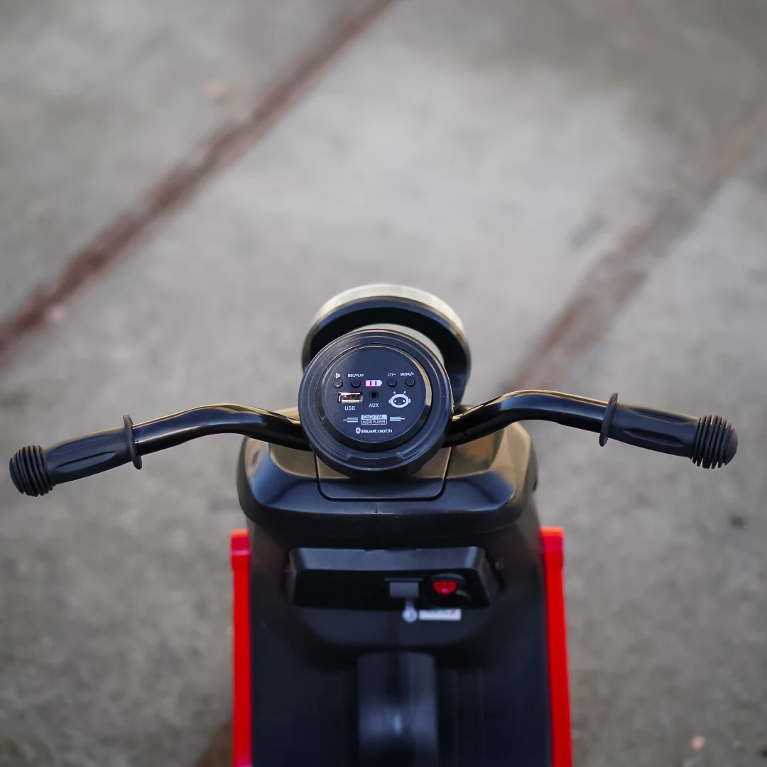 Scuter electric pentru copii, Kinderplay Scooty, remorca inclusa, telecomanda control parental, 70W, 6V 7Ah, negru [11]