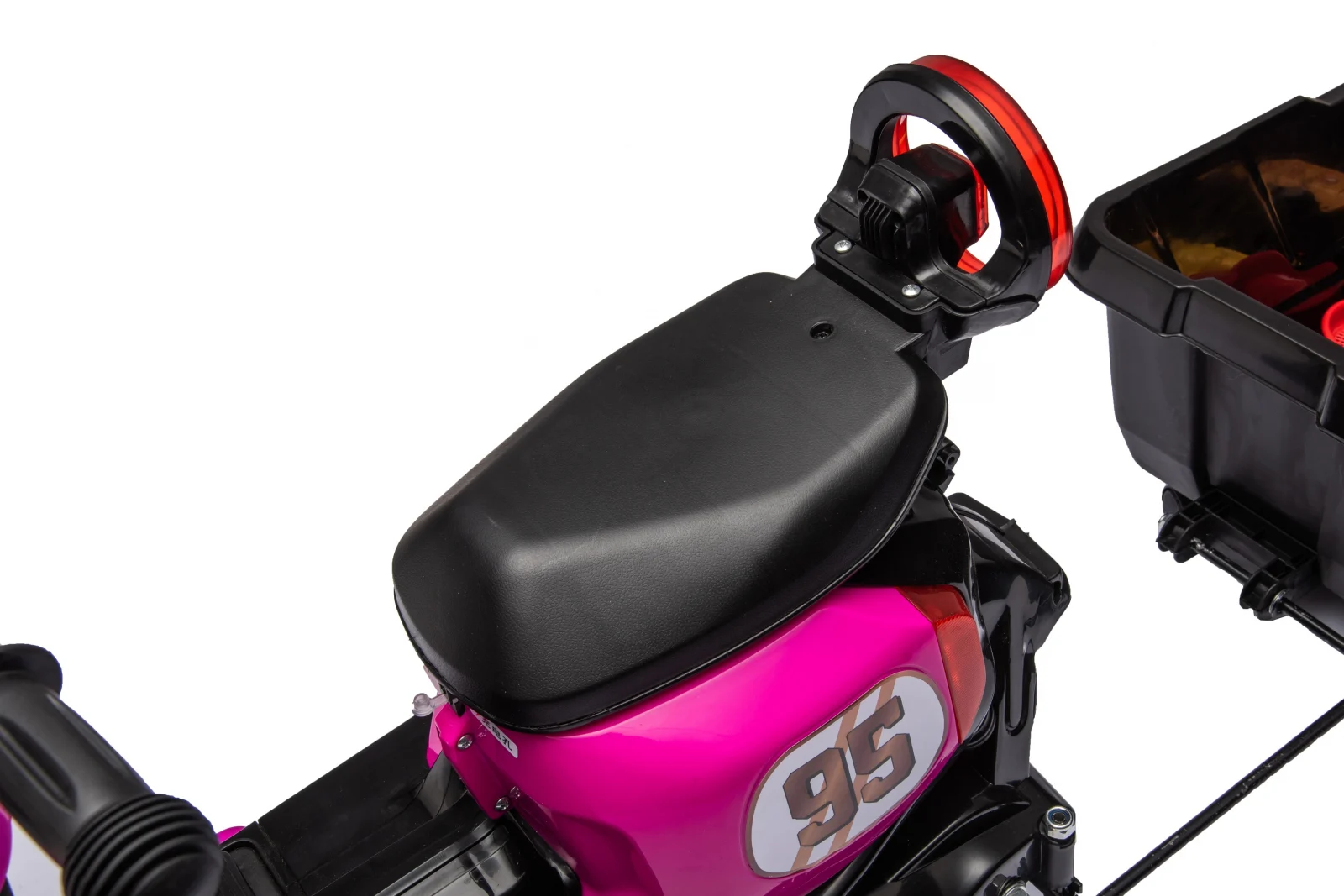 Scuter electric pentru copii, Kinderplay Scooty, remorca inclusa, telecomanda control parental, 70W, 6V 7Ah, roz [13]