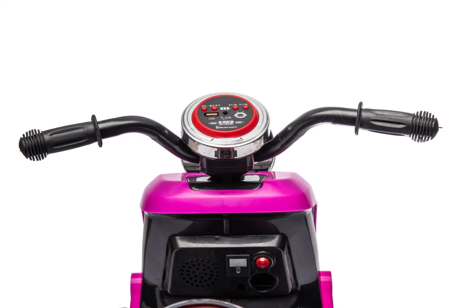Scuter electric pentru copii, Kinderplay Scooty, remorca inclusa, telecomanda control parental, 70W, 6V 7Ah, roz [12]