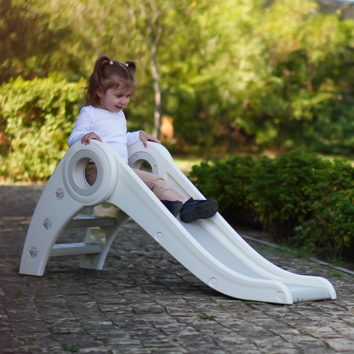 Tobogan pentru copii Kinderplay cu design ergonomic, pentru interior sau exterior, trepte antiderapante, pliabil, alb [3]