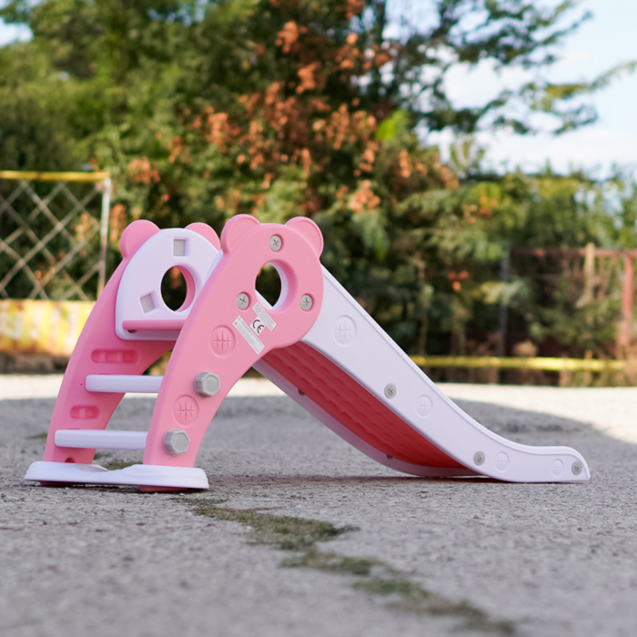 Tobogan pentru copii Kinderplay cu design ergonomic, pentru interior sau exterior, trepte antiderapante, pliabil, roz [7]