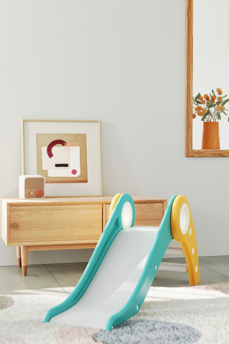 Tobogan pentru copii Kinderplay cu design ergonomic, pentru interior sau exterior, trepte antiderapante, pliabil, verde [8]