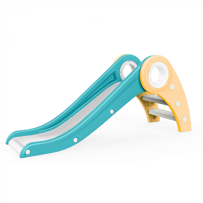 Tobogan pentru copii Kinderplay cu design ergonomic, pentru interior sau exterior, trepte antiderapante, pliabil, verde