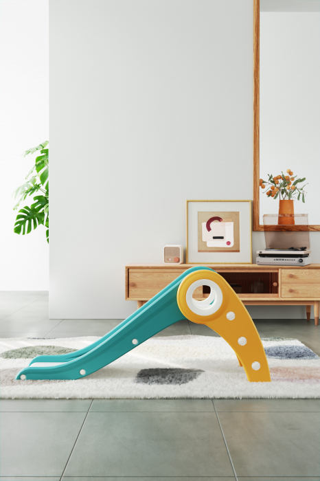 Tobogan pentru copii Kinderplay cu design ergonomic, pentru interior sau exterior, trepte antiderapante, pliabil, verde [3]