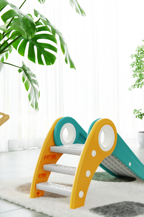 Tobogan pentru copii Kinderplay cu design ergonomic, pentru interior sau exterior, trepte antiderapante, pliabil, alb [3]
