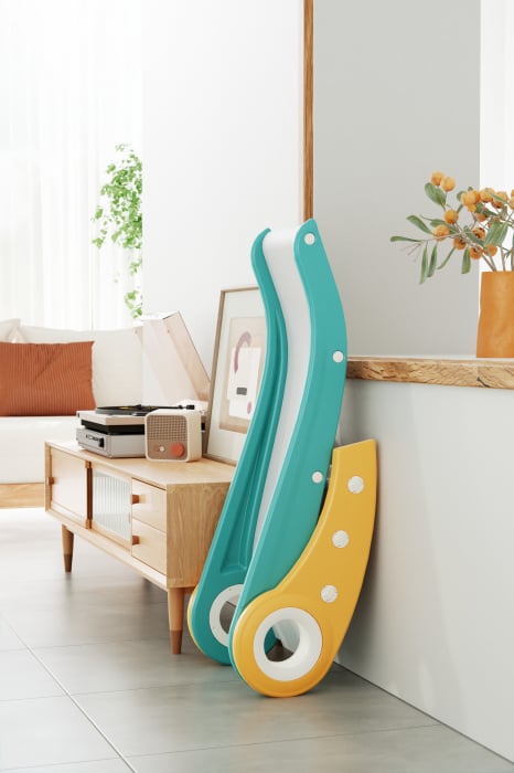 Tobogan pentru copii Kinderplay cu design ergonomic, pentru interior sau exterior, trepte antiderapante, pliabil, alb [4]