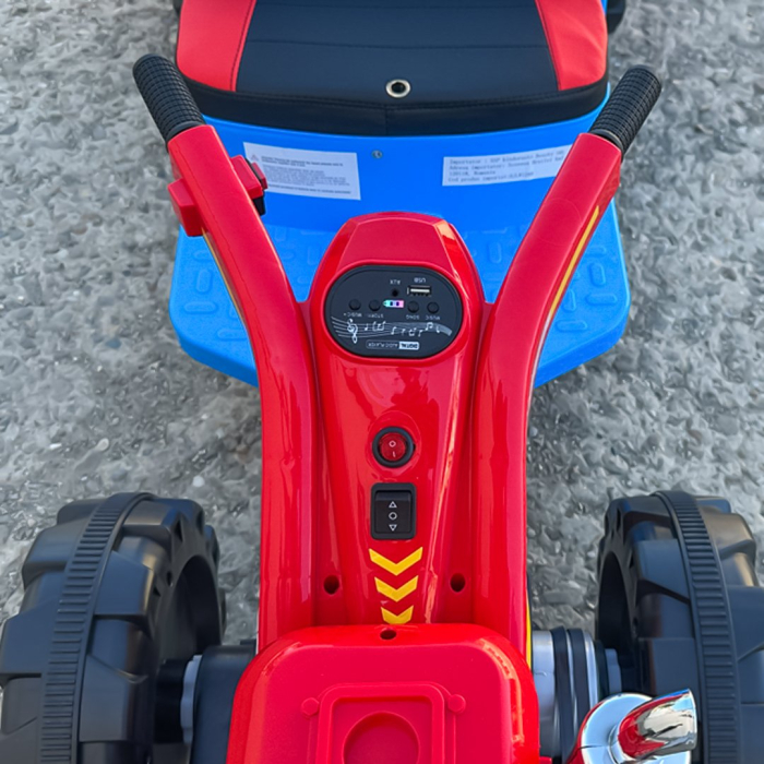 Tractoras electric cu remorca Kinderplay, pentru copii 3-6 ani, 70W 12V, telecomanda, scaun tapitat, albastru [6]
