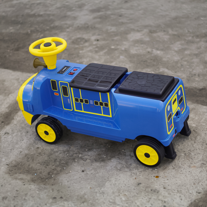 Trenulet electric pentru 2 copii 3-6 ani, CHUGGINGTON, 90W 12V, roti moi, albastru [14]