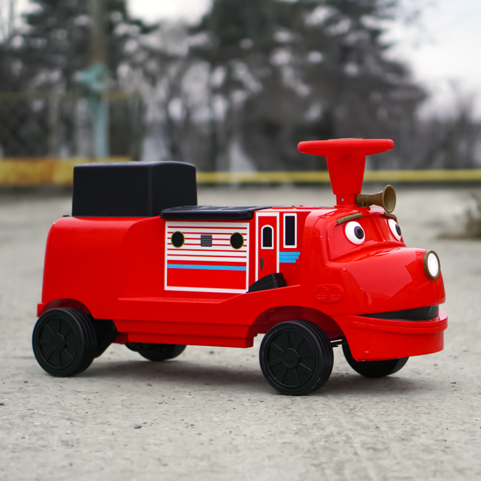 Trenulet electric pentru 2 copii 3-6 ani, CHUGGINGTON, 90W 12V, roti moi, rosu [10]