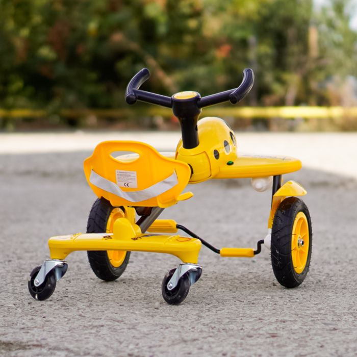 Tricicleta cu pedale Kinderplay Air 360, pentru copii 2-4 ani, scaun ergonomic, galbena [6]