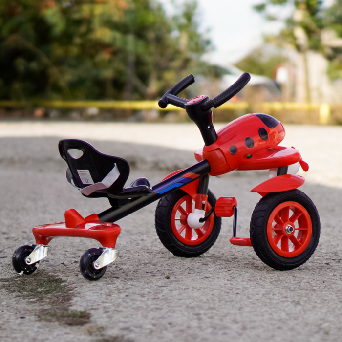 Tricicleta cu pedale Kinderplay Air 360, pentru copii 2-4 ani, scaun ergonomic, rosie [6]