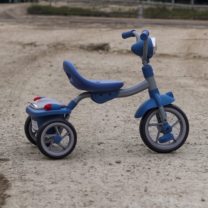 Tricicleta cu pedale Kinderplay Baby Flyer, pentru copii 2-4 ani, roti moi EVA, pliabila, albastra [9]