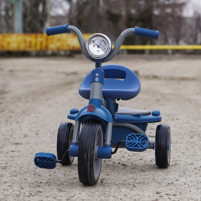 Tricicleta cu pedale Kinderplay Baby Flyer, pentru copii 2-4 ani, roti moi EVA, pliabila, albastra [3]