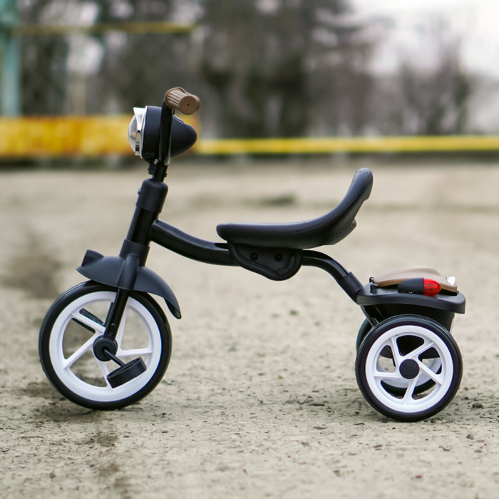 Tricicleta cu pedale Kinderplay Baby Flyer, pentru copii 2-4 ani, roti moi EVA, pliabila, neagra [7]