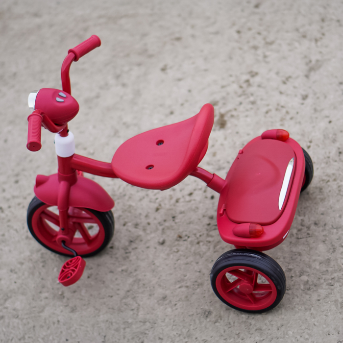 Tricicleta cu pedale Kinderplay Baby Flyer, pentru copii 2-4 ani, roti moi EVA, pliabila, rosie [13]