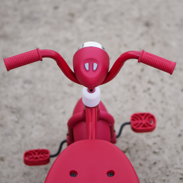 Tricicleta cu pedale Kinderplay Baby Flyer, pentru copii 2-4 ani, roti moi EVA, pliabila, rosie [14]