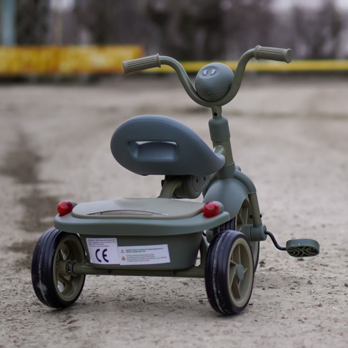 Tricicleta cu pedale Kinderplay Baby Flyer, pentru copii 2-4 ani, roti moi EVA, pliabila, verde [5]