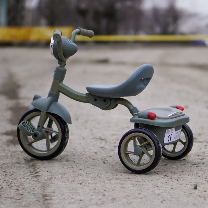 Tricicleta cu pedale Kinderplay Baby Flyer, pentru copii 2-4 ani, roti moi EVA, pliabila, verde [6]