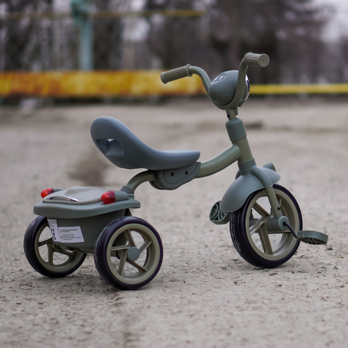 Tricicleta cu pedale Kinderplay Baby Flyer, pentru copii 2-4 ani, roti moi EVA, pliabila, verde [4]