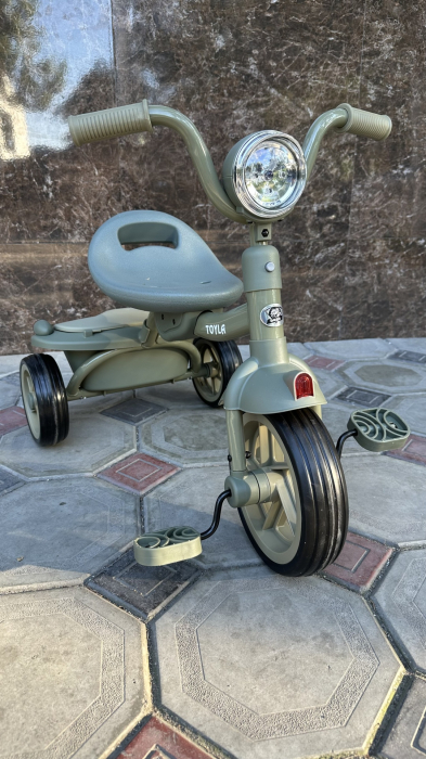 Tricicleta cu pedale Kinderplay Baby Flyer, pentru copii 2-4 ani, roti moi EVA, pliabila, verde [8]