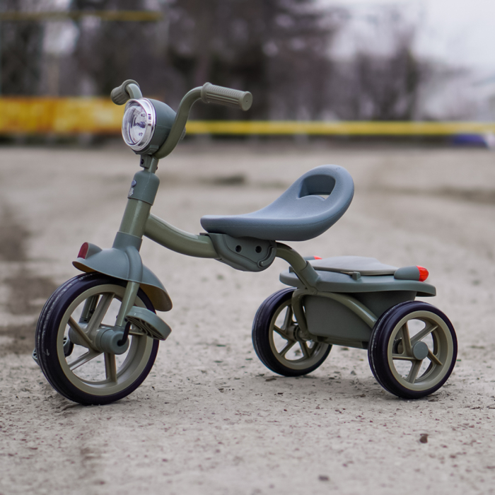 Tricicleta cu pedale Kinderplay Baby Flyer, pentru copii 2-4 ani, roti moi EVA, pliabila, verde [2]