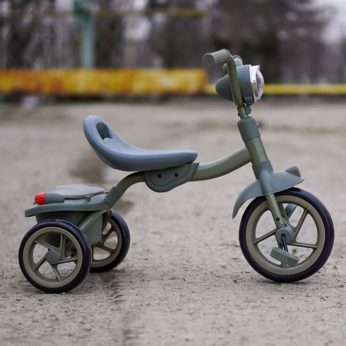 Tricicleta cu pedale Kinderplay Baby Flyer, pentru copii 2-4 ani, roti moi EVA, pliabila, verde [3]