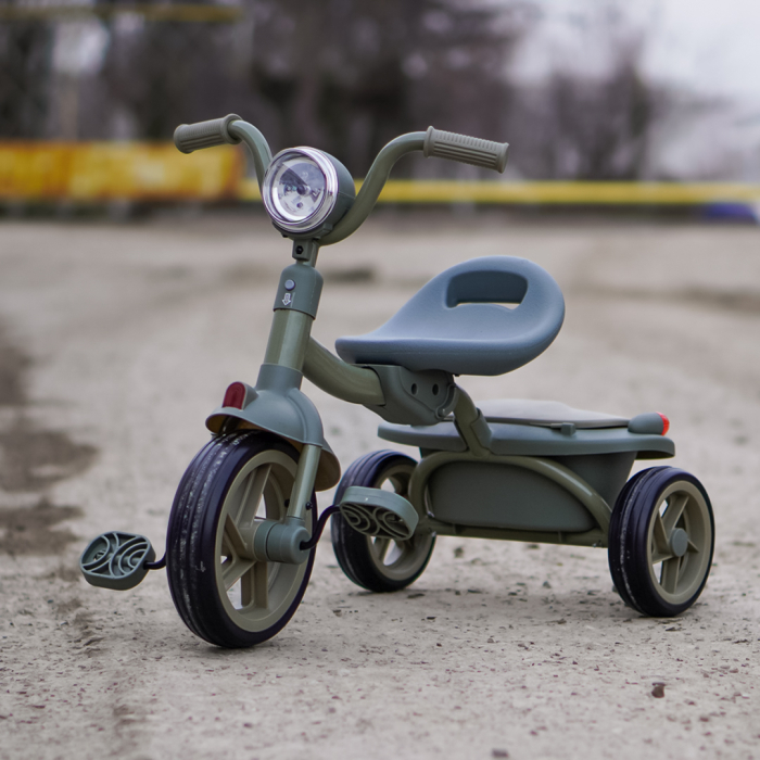 Tricicleta cu pedale Kinderplay Baby Flyer, pentru copii 2-4 ani, roti moi EVA, pliabila, verde [8]