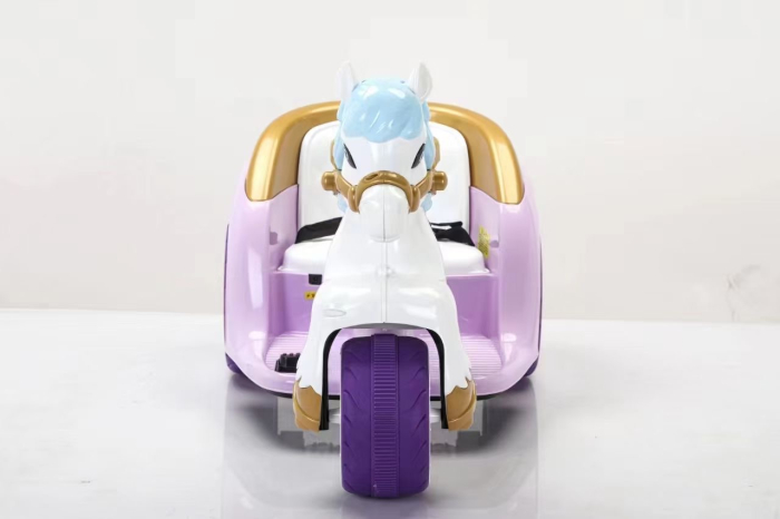 Tricicleta electrica pentru copii tip trasura, Kinderplay RoyalRide, 2 motoare, 12V 4.5Ah, functie leganare, violet [3]
