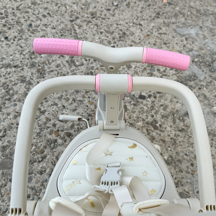 Tricicleta multifunctionala Kinderplay Baby 4-in-1, pentru copii de la 1 la 3 ani, pliabila si reglabila, roti moi, centura de siguranta, maner detasabil, roz [14]