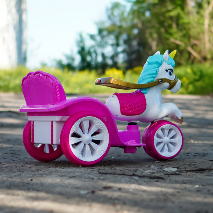 Tricicleta, trasura electrica pentru copii, Kinderplay Fairy Tales, 6V, 35W, music player, roz [6]