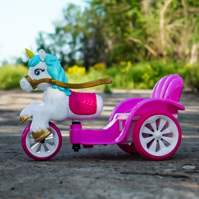 Tricicleta, trasura electrica pentru copii, Kinderplay Fairy Tales, 6V, 35W, music player, roz [3]