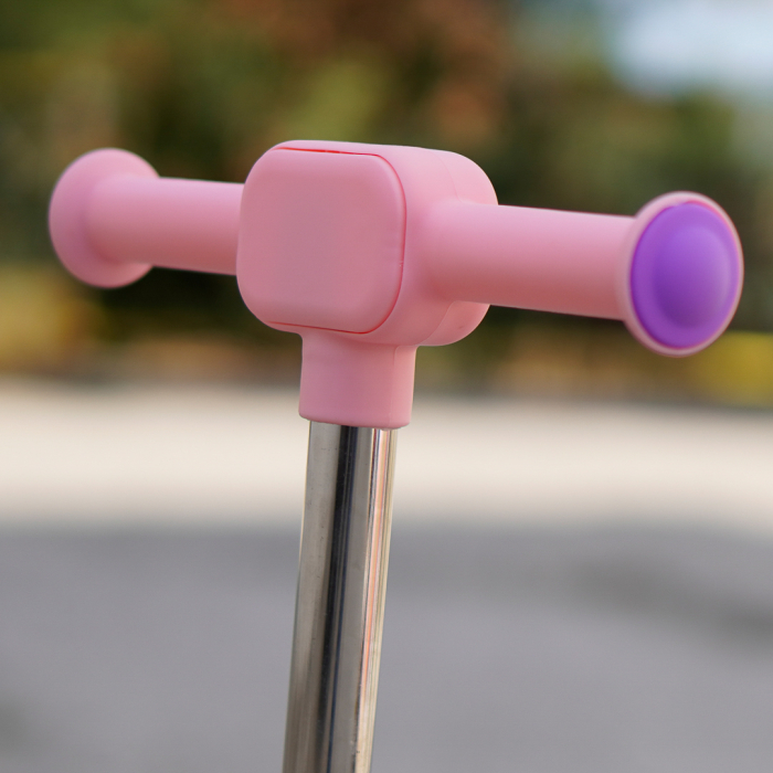 Trotineta 3 in 1 pentru copii 2-5 ani, Kinderplay Teddy, pliabila si ajustabila,  lumini LED si sunete interactive, roti moi, roz [14]