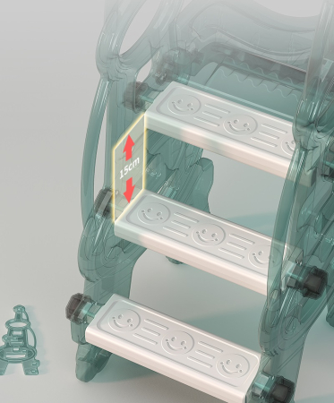 Ansamblu de joaca pentru copii Kinderplay, 4 in 1, cu leagan, tobogan, cos de baschet, mingi si jucarie muzicala, albastru-turquoise [3]