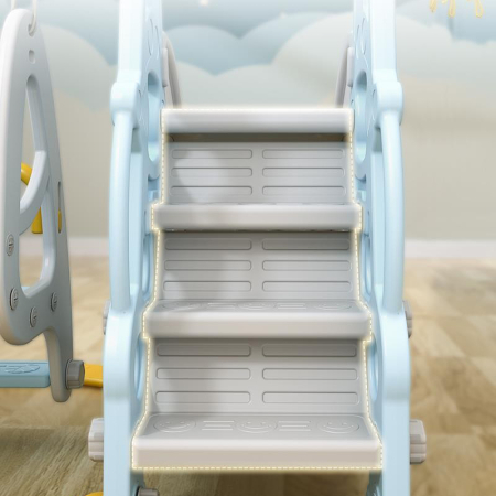 Ansamblu de joaca pentru copii, Kinderplay Astronaut, 5 in 1, tobogan, leagan, cos baschet, poarta fotbal, mingi incluse, albastru [2]