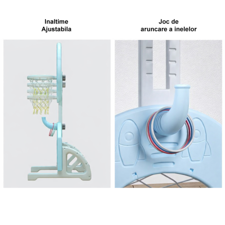 Ansamblu de joaca pentru copii, Kinderplay Astronaut, 5 in 1, tobogan, leagan, cos baschet, poarta fotbal, mingi incluse, albastru [6]