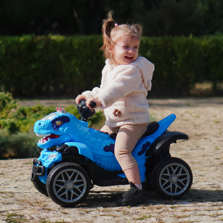 Atv Dinozaur electric pentru copii, Kinderplay T-REX 35W 6V, cu telecomanda inclusa, premium, albastru [1]