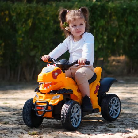 Atv Dinozaur electric pentru copii, Kinderplay T-REX 35W 6V, cu telecomanda inclusa, premium, galben [2]