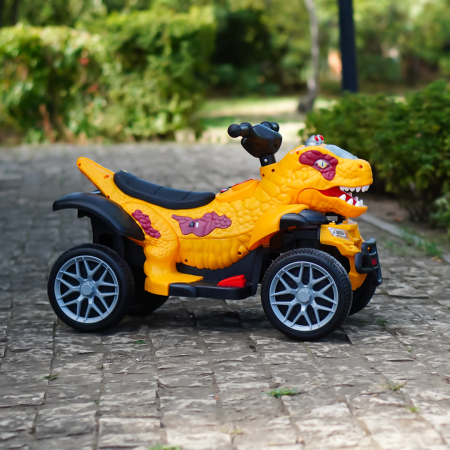Atv Dinozaur electric pentru copii, Kinderplay T-REX 35W 6V, cu telecomanda inclusa, premium, galben [7]