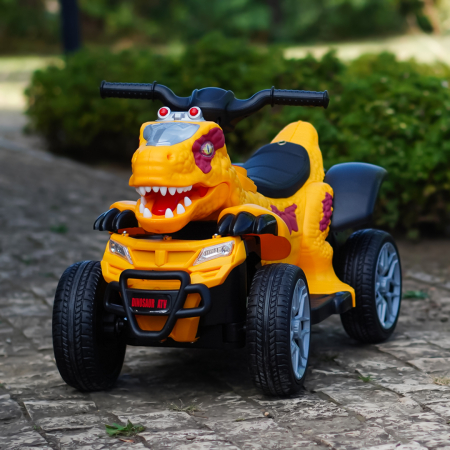 Atv Dinozaur electric pentru copii, Kinderplay T-REX 35W 6V, cu telecomanda inclusa, premium, galben [12]