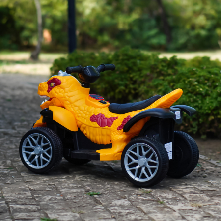 Atv Dinozaur electric pentru copii, Kinderplay T-REX 35W 6V, cu telecomanda inclusa, premium, galben [10]