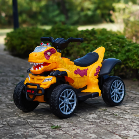 Atv Dinozaur electric pentru copii, Kinderplay T-REX 35W 6V, cu telecomanda inclusa, premium, galben [11]