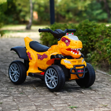Atv Dinozaur electric pentru copii, Kinderplay T-REX 35W 6V, cu telecomanda inclusa, premium, galben [6]