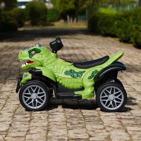 Atv Dinozaur electric pentru copii, Kinderplay T-REX 35W 6V, cu telecomanda inclusa, premium, verde [5]