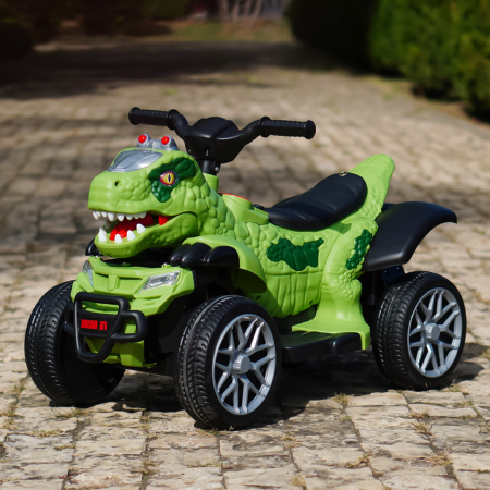 Atv Dinozaur electric pentru copii, Kinderplay T-REX 35W 6V, cu telecomanda inclusa, premium, verde [6]