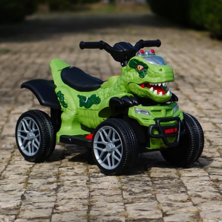 Atv Dinozaur electric pentru copii, Kinderplay T-REX 35W 6V, cu telecomanda inclusa, premium, verde [1]