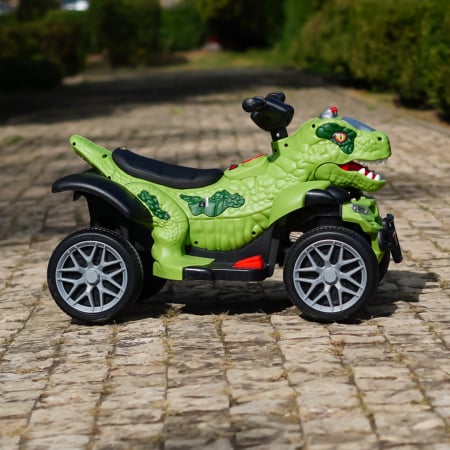 Atv Dinozaur electric pentru copii, Kinderplay T-REX 35W 6V, cu telecomanda inclusa, premium, verde [2]